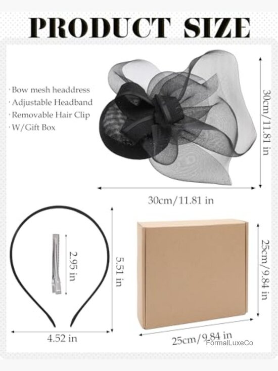 Tea Party Fascinator Hat with Metal Clip & Headband main image 4